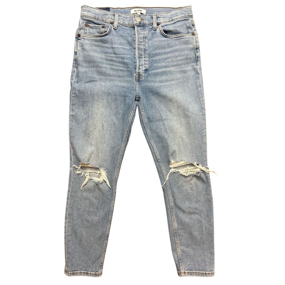 RE/DONE 90's High Rise Ankle Crop in 60s Fade with destroy Size: 30